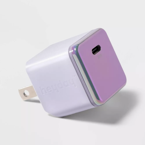 heyday™ Single Port USB-C 30W Wall Charger Soft Purple + 3 FT Fast Charging Cable USB-C To USB-C, Lavender Purple